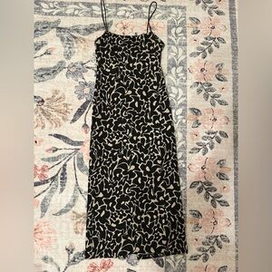 Zara Black and Cream Floral Maxi Dress